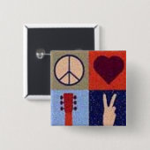 Vrede en liefde. vierkante button 5,1 cm (Voorkant /achterkant)