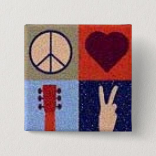 Vrede en liefde. vierkante button 5,1 cm (Voorkant)