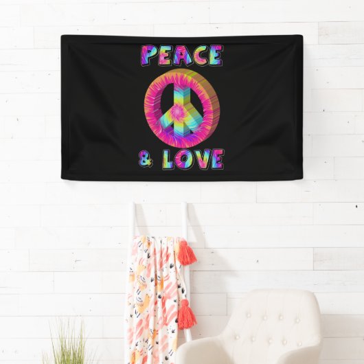 Vrede en liefde voor Tie Dye Vredesbord Spandoek (Insitu)