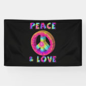 Vrede en liefde voor Tie Dye Vredesbord Spandoek (Horizontaal)