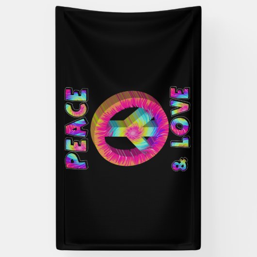 Vrede en liefde voor Tie Dye Vredesbord Spandoek (Verticaal)