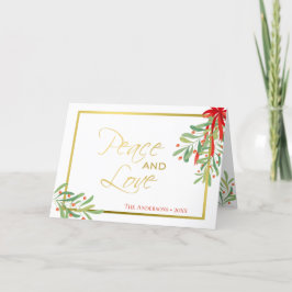 Vrede en Liefde | Waterverf Mistletoe Feestdagen Kaart