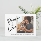 Vrede en liefde | Zwarte en witte kerstfoto H Feestdagenkaart (Staand voorkant)