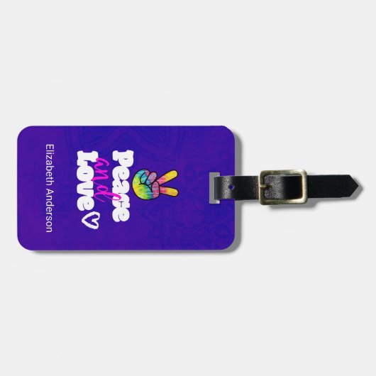 Vrede- en liefdestipografie Rainbow Hand Peace Sig Bagagelabel (Voorkant horizontaal)