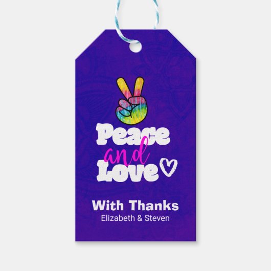 Vrede- en liefdestipografie Rainbow Hand Peace Sig Cadeaulabel (Voorkant)