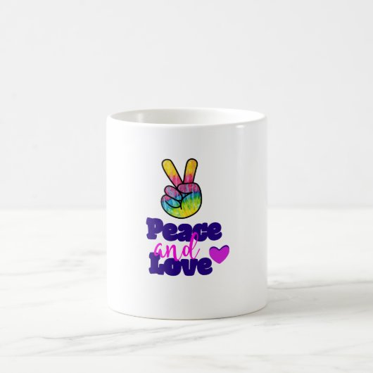 Vrede- en liefdestipografie Rainbow Hand Peace Sig Koffiemok (Center)