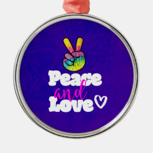 Vrede- en liefdestipografie Rainbow Hand Peace Sig Metalen Ornament