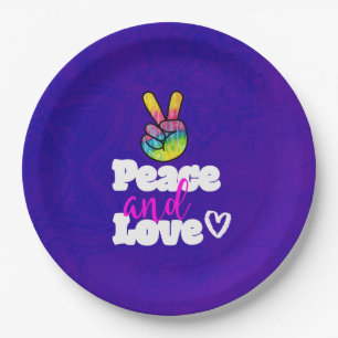 Vrede- en liefdestipografie Rainbow Hand Peace Sig Papieren Bordje