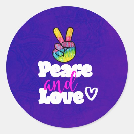 Vrede- en liefdestipografie Rainbow Hand Peace Sig Ronde Sticker (Voorkant)