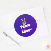 Vrede- en liefdestipografie Rainbow Hand Peace Sig Ronde Sticker (Envelop)