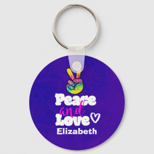 Vrede- en liefdestipografie Rainbow Hand Peace Sig Sleutelhanger