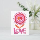 Vrede en LOVE bloem Briefkaart (Staand voorkant)
