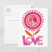 Vrede en LOVE bloem Briefkaart (Voorkant / Achterkant)