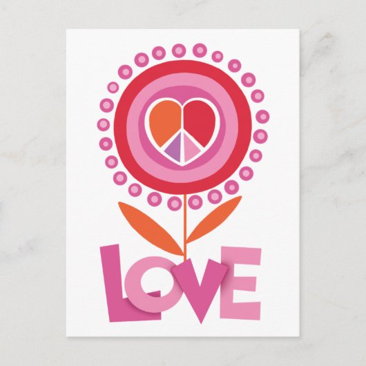 Vrede en LOVE bloem Briefkaart (Voorkant)