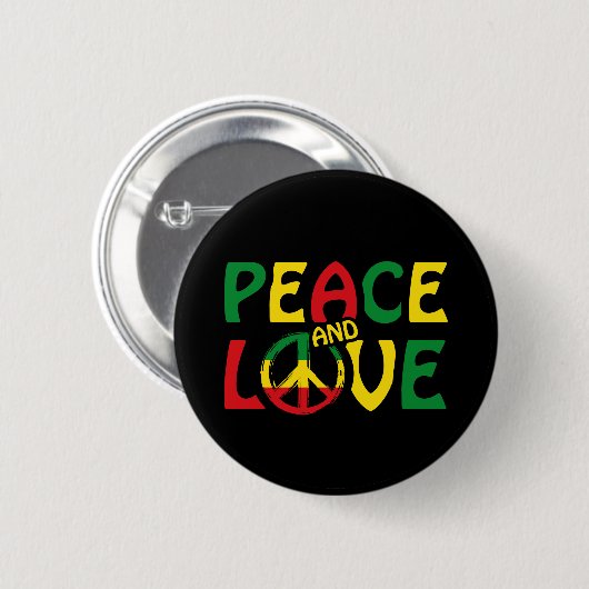 VREDE EN LOVE, reggagestijl Ronde Button 5,7 Cm (Voorkant /achterkant)