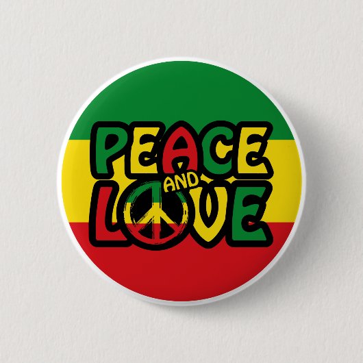 VREDE EN LOVE, reggagestijl Ronde Button 5,7 Cm (Voorkant)