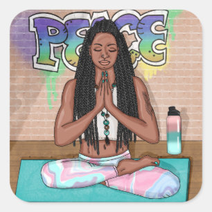 Vrede en Meditatie Stadskunst Vierkante Sticker