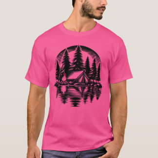 Vrede en natuur kamperen kampvuur scène Inhe vinta T-shirt