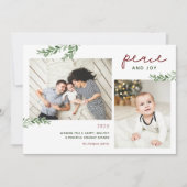 Vrede en vrede | Greenery Branches 2 foto Feestdagenkaart (Voorkant)