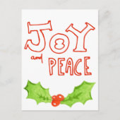 Vrede en vrede | Holly Leaf Kerstmis Feestdagenkaart (Voorkant)