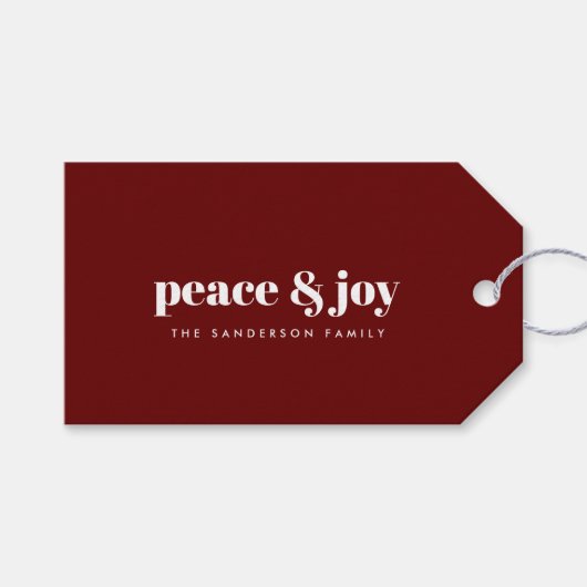 Vrede en vrede | Moderne minimalistische kerstdage Cadeaulabel (Voorkant (Horizontaal))