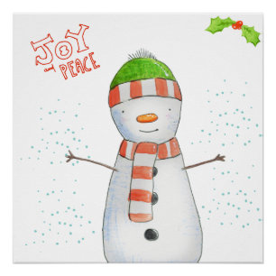 Vrede en vrede   Snowman met kerstmis Perfect Poster