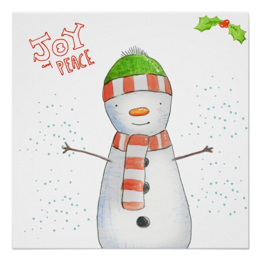 Vrede en vrede | Snowman met kerstmis Perfect Poster (Voorkant)