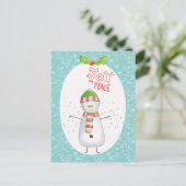 Vrede en vrede | Snowmankerst in Cute Snowman Feestdagenkaart (Staand voorkant)