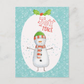 Vrede en vrede | Snowmankerst in Cute Snowman Feestdagenkaart (Voorkant)