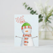 Vrede en vrede | Snowmankerst in Cute Snowman Feestdagenkaart (Staand voorkant)