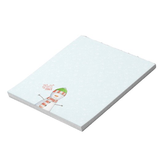 Vrede en vrede | Snowmankerst in Cute Snowman Notitieblok (Linkerzijde)