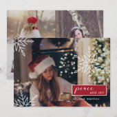 Vrede en vreugde drie foto's en sneeuwvlokken Kers Feestdagenkaart (Voorkant / Achterkant)