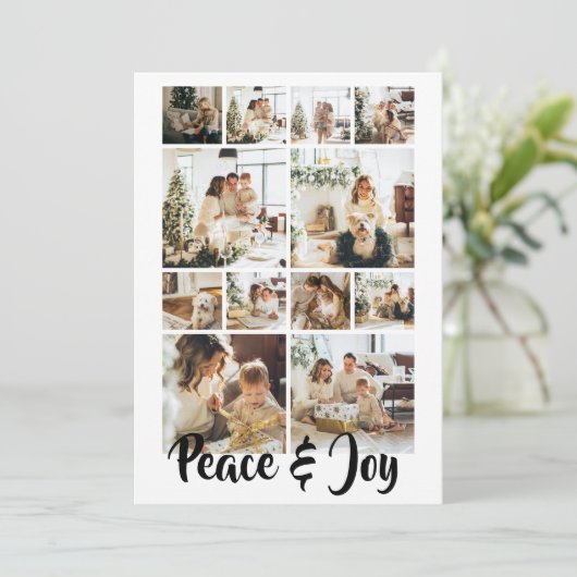 Vrede en Vreugde Foto Kerstmis Gepersonaliseerd Feestdagenkaart (Staand voorkant)