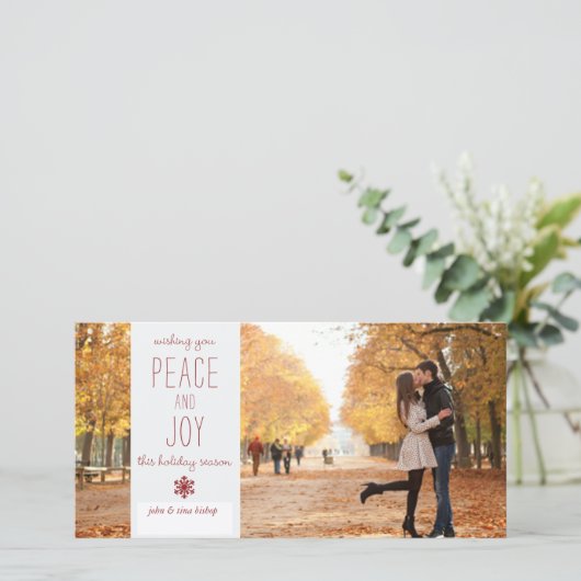 Vrede en vreugde - Gezinsfotokaart Feestdagenkaart (Staand voorkant)
