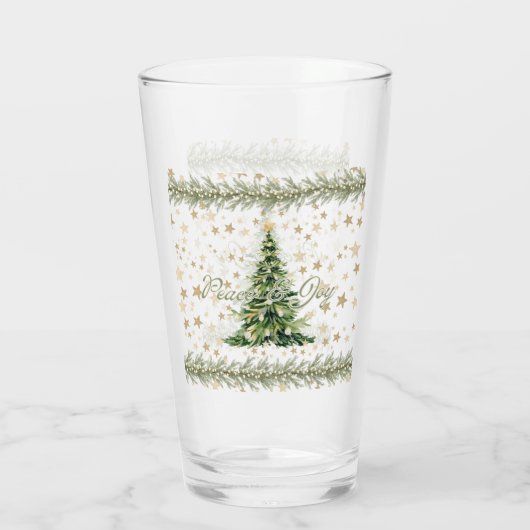 Vrede en vreugde groene kerstboom glas (Achterkant)