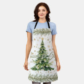 Vrede en vreugde groene kerstboom schort (Gedragen)