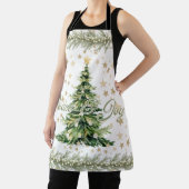 Vrede en vreugde groene kerstboom schort (Insitu)