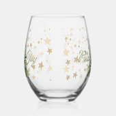 Vrede en vreugde groene kerstboom wijnglas zonder voet (Rechts)