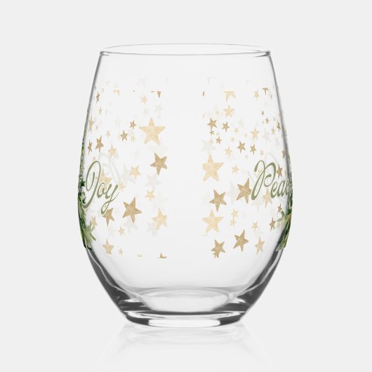 Vrede en vreugde groene kerstboom wijnglas zonder voet (Rechts)