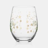 Vrede en vreugde groene kerstboom wijnglas zonder voet (Links)