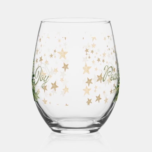 Vrede en vreugde groene kerstboom wijnglas zonder voet (Links)