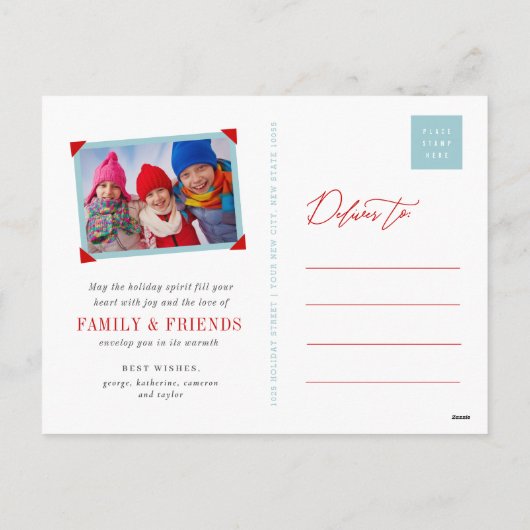 Vrede en vreugde Kleurrijke Cartoon Kerstboom Kind Feestdagenkaart (Achterkant)