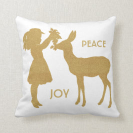 Vrede en vreugde  meisje en Deer Pillow Kussen