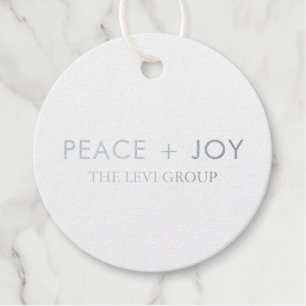 Vrede en Vreugde Minimale Kerstcirkel Zilver Bedankjes Labels
