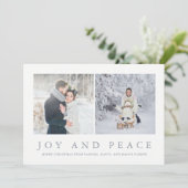 Vrede en vreugde | Moderne foto van Kerstmis 2 Feestdagenkaart (Staand voorkant)
