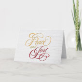 Vrede en vreugde over gewitwasd hout feestdagen kaart (Voorkant)