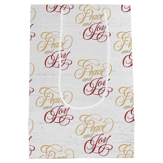 Vrede en vreugde over gewitwasd hout medium cadeauzakje (Achterkant)