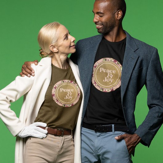 Vrede en Vreugde Roze en Gouden Kerstmis T-shirt