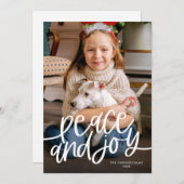 Vrede en vreugde script foto platte kerstkaart (Voorkant / Achterkant)