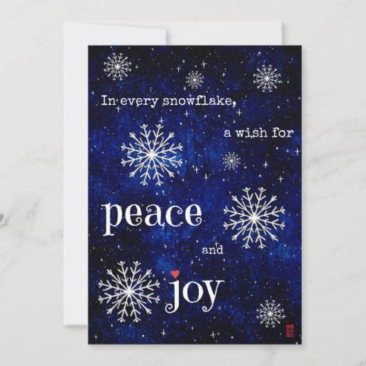 Vrede en Vreugde Sterrennacht Kerstwensen Foto Feestdagenkaart (Voorkant)